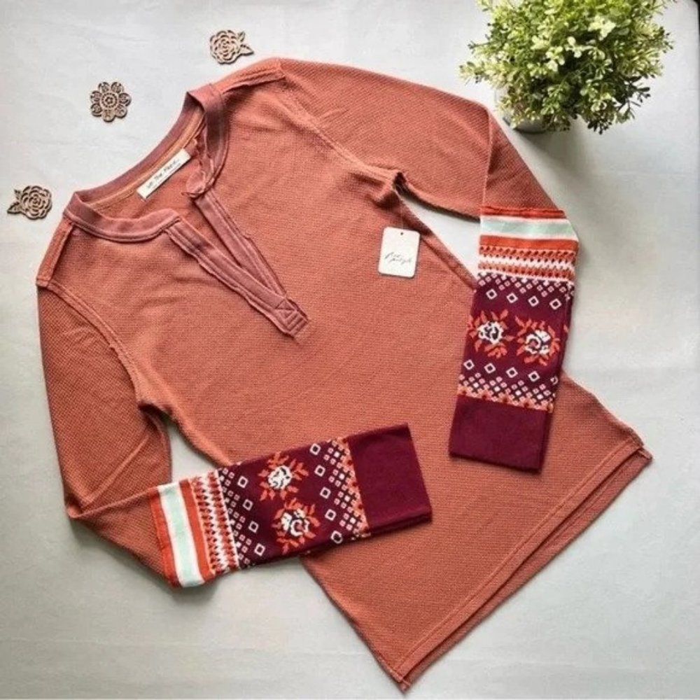 Free People Mikah Layering Cuff Size Knitted Long Sleeve Top